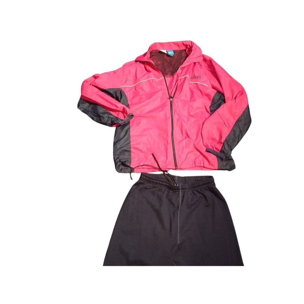 Asics Tracksuit Women's Small Medium Red Black Mesh Lined Long Sleeve Full Zip